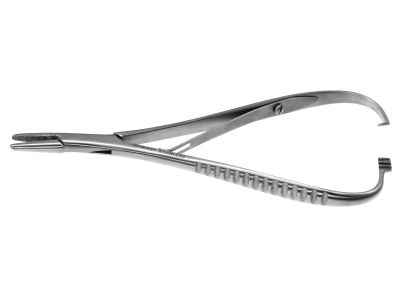 Mathieu needle holder, 5 1/2'',straight, serrated jaws, flat handle