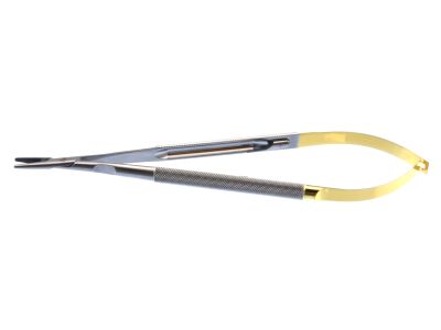 Jacobson needle holder, 9'',heavy, straight, serrated TC jaws, round handle, with lock