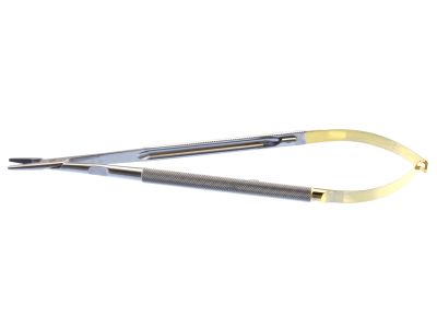 Jacobson needle holder, 10'',heavy, straight, serrated TC jaws, round handle, with lock