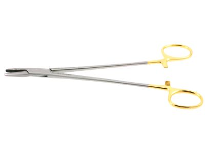 Mayo-Hegar needle holder, 8'',straight, serrated TC jaws, gold ring handle