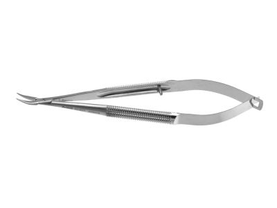 Microsurgical needle holder, 5'',curved, 0.4mm wide jaws, 8.0mm diameter round balanced handle, without lock
