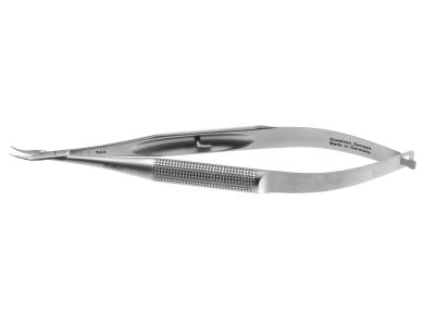 Microsurgical needle holder, 5 1/8'',curved, 0.5mm wide jaws, 10.0mm round handle, with lock
