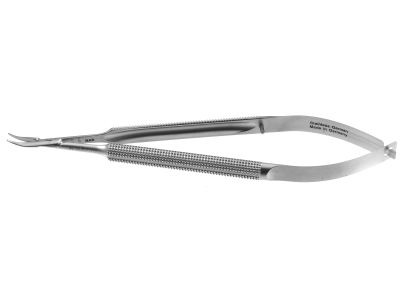 Microsurgical needle holder, 5 1/2'',curved, 0.4mm diameter concave jaws, 8.0mm diameter round balanced handle, without lock, right hand use