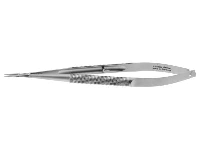 Microsurgical needle holder, 6'',straight, 0.4mm wide jaws, 8.0mm diameter round balanced handle, with lock