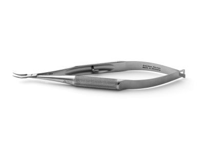 Microsurgical needle holder, 7'',curved, 0.5mm wide jaws, 10.0mm diameter round balanced handle, with lock