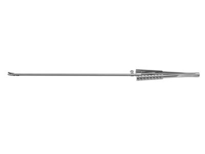 Minimally invasive heart needle holder, 14'', working length 235.0mm, 5.0mm diameter shaft, curved, serrated TC jaws, round squeeze handle