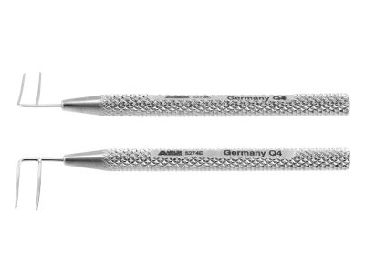Harms trabeculotome probe set, 1 5/8'', right and left, 9.0mm long pointed tips with 3.0mm spread, round handle (5273E and 5274E)
