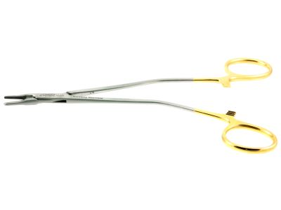 Parell intra-nasal needle holder, 7'',angled shanks, straight, tapered 1.5mm TC jaws, gold ring handle