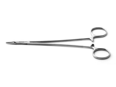 Ryder micro needle holder, 7 1/4'',straight, 1.0mm TC dusted jaws, gold ring handle