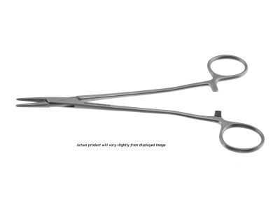 Sarot needle holder, 10 1/2'',straight, serrated jaws, ring handle