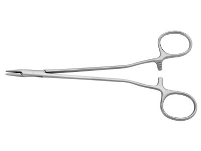 Senning needle holder, 6 3/4'',straight, serrated jaws, ring handle