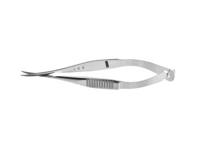 McPherson micro tenotomy/conjunctival scissors, 3 1/4'',delicate, curved 9.0mm blades, blunt tips, flat handle