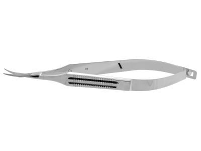 Westcott conjunctival scissors, 5 1/8'',lightly curved 16.0mm blades, blunt tips, wide flat handle