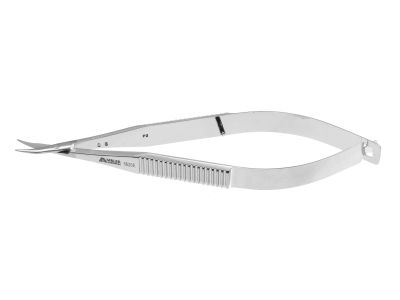 Shepard-Westcott tenotomy scissors, 4 5/8'',curved right 21.0mm blades,  upper blade serrated, blunt tips, flat handle