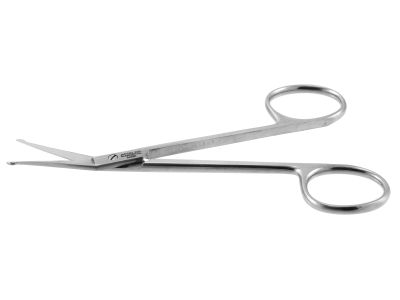 Eye/utility scissors, 4 1/8'',angled 26.0mm blades, probe points, blunt tips, ring handle