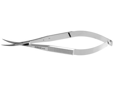 Iris scissors, 4 3/4'',curved 21.0mm blades, sharp tips, flat handle