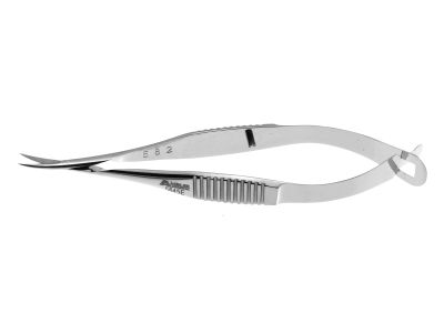 McPherson-Vannas iris scissors, 3 3/8'',delicate, curved 11.0mm blades, sharp tips, flat handle