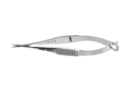 McPherson-Vannas iris scissors, 3 1/4'', delicate, straight 3.0mm blades, sharp tips, flat handle