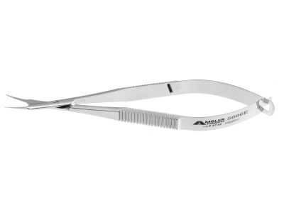 Osher universal corneal scissors, 4 3/4'',thin, curved 21.0mm beveled blades, flat handle