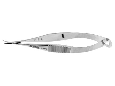 Vannas capsulotomy scissors, 3 3/8'',curved 6.0mm blades, blunt tips, flat handle
