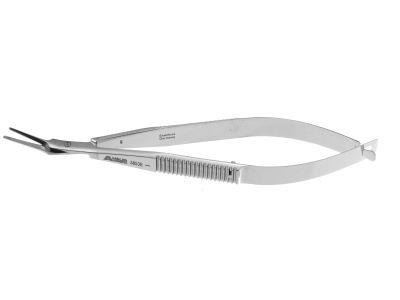 Manson-Aebli corneal section scissors, 4 3/4'',angled left 19.0mm blades, lower blade extended 1.5mm, blunt tips, flat handle