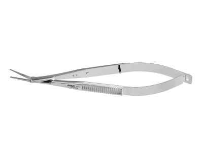 Manson-Aebli corneal section scissors, 4 3/4'',angled right 19.0mm blades, lower blade extended 1.5mm, blunt tips, flat handle