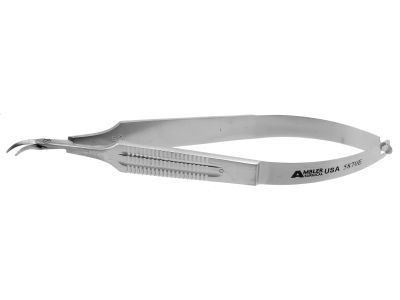 Castroviejo corneal section scissors, 4 7/8'',mini model, curved right 10.0mm blades, blunt tips, wide flat handle
