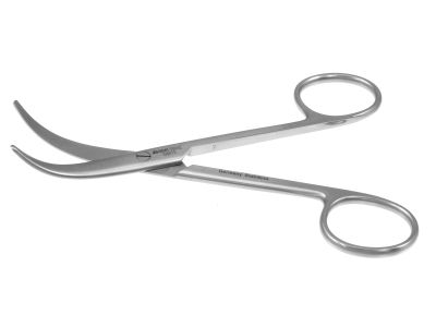 Enucleation scissors, 5 1/8'', heavy, strongly curved 40.0mm blades, blunt tips, ring handle