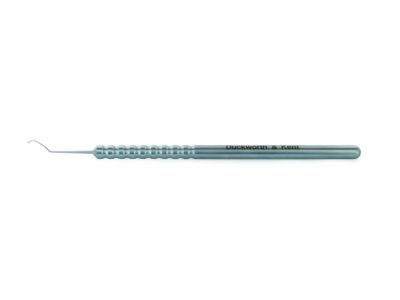 D&K Green nucleus divider, 4 7/8'',10.0mm 60º angled shaft, 1.0mm curved tip, sharp inner sides, right handed surgeon, cutting edge 45º to axis, round handle, titanium