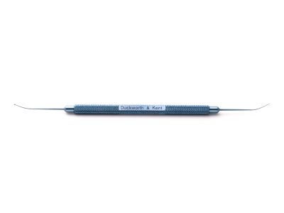D&K Bylsma ICL manipulator, 4 3/4'',double-ended, vaulted shafts, 12.5mm from bend to tips, 0.6mm x 1.0mm oval shaped tips, round handle, titanium