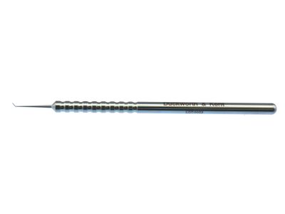D&K SMILE dissector, 4 1/2'', short, angled 60°, 2.0mm from bend to tip, round handle, titanium