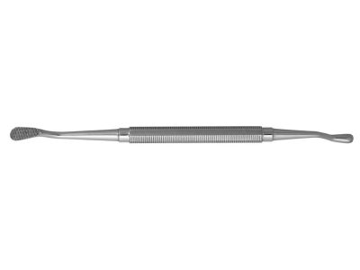 Miller-Colburn bone file, 7'', #1, double-ended, straight, 5.0mm and 7.0mm cross-serrated ends, hexagonal handle
