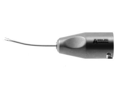 Ambler MICS Hoffman Descemet's stripping forceps, 1 3/8'', 23 gauge, curved shaft, 16.0mm from hub to tips, sharp grasping tips, for use with Ambler #6100T