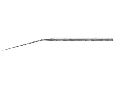 McGee foot plate pick, 6 3/8'',angled shaft, angled 90º up, anterior 1.0mm long tip, round handle