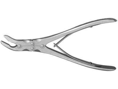 Ruskin rongeur, 7'', double-action, angled jaws, 6.0mm bite, spring handle