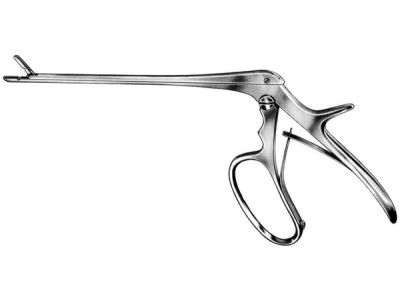 Ferris-Smith IVD rongeur, 9 1/2'', working length 180mm, curved up, 5.0mm x 10.0mm cup jaws, finger grip handle