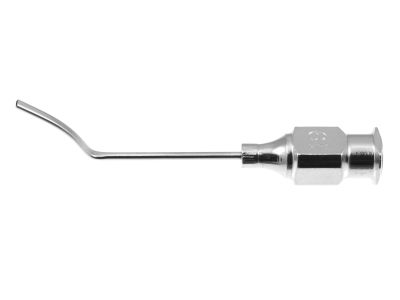 Randolph cyclodialysis cannula, 19 gauge, vaulted, 13.0mm from bend to tip, flattened tip, end opening, 27.0mm overall length excluding hub