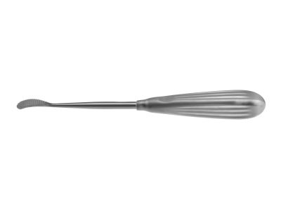 Aufricht nasal rasp, 8'',curved backward, forward cutting, 8.0mm wide, round handle