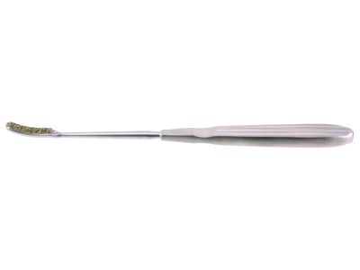 Diamond surface rasp, 7 3/8'', curved forward, 7.0mm wide, concave surface, flat handle