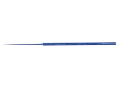 Weiss retinal pick, 6'',32 gauge, straight shaft, 90º angled 1.0mm long tip, round handle, titanium