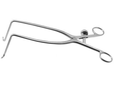 B-Z retractor, angled 90º, 3''deep, 5''maximum spread, ring handle with lock