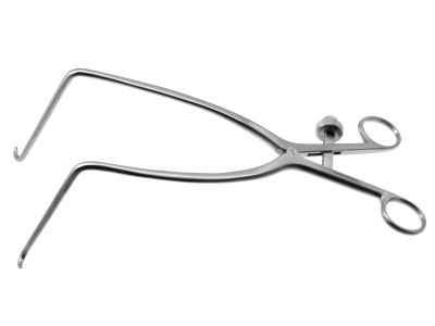 B-Z retractor, angled 90º, 4''deep, 5''maximum spread, ring handle with lock