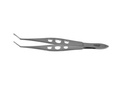 Alfonso nucleus grasping forceps, 4 1/4'',delicate parallel teeth, flat 3-hole handle