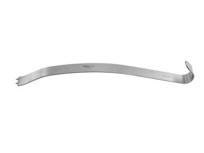Kolbel glenoid retractor/level, 12'',lightly curved, 2 prongs, 20.0mm wide blade, flat handle