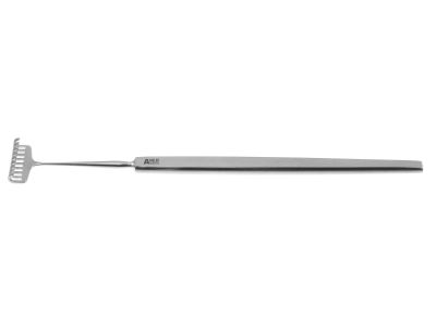 Miller rake retractor, 5 1/4'',9 blunt prongs, 15.0mm wide, flat handle