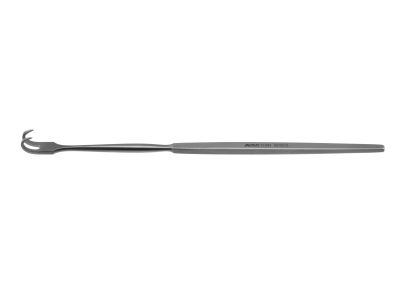 Rake finger retractor, 6'',rigid shaft, 2 sharp prongs, 5.0mm wide, flat handle