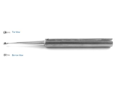 TransLite™ modified scleral depressor, 4 7/8'',for transillumination of the sclera, round handle, accepts Peregrine Surgical light fibers. Includes a free 1665E sterilization tray with each depressor ordered.