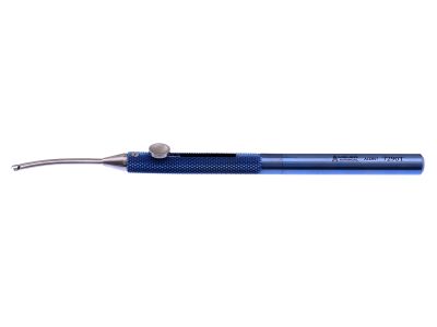 Pupil dilator ring (PDR) injector, 5 1/8'',curved shaft, round handle, titanium