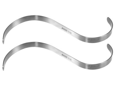 Hasson ''S'' retractor, 7 1/4'', 10.0mm and 13.0mm wide blades, flat handle, set of 2
