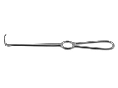 Obwegeser tissue retractor, 8 3/4'',curved down, 25.0mm x 7.0mm wide flat blade, finger loop handle